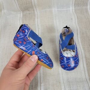 NEW Monkey Feet Ballerina Leather Moccasins Military Blue Size 3-6‎ Months